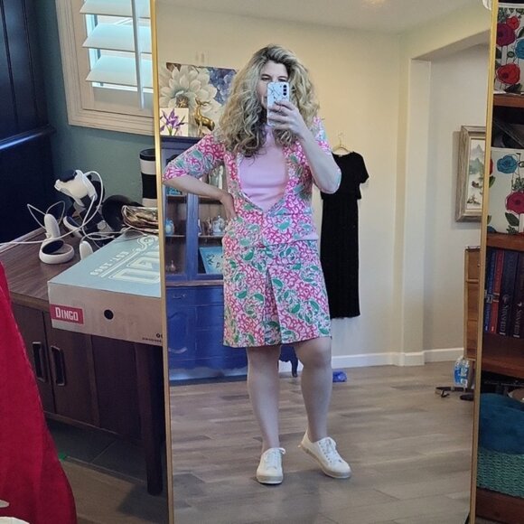 L.L. Bean Dresses & Skirts - L.L. Bean Seacoast Skirt Prin Set Pink Crab Lobster Three Piece Size M/8